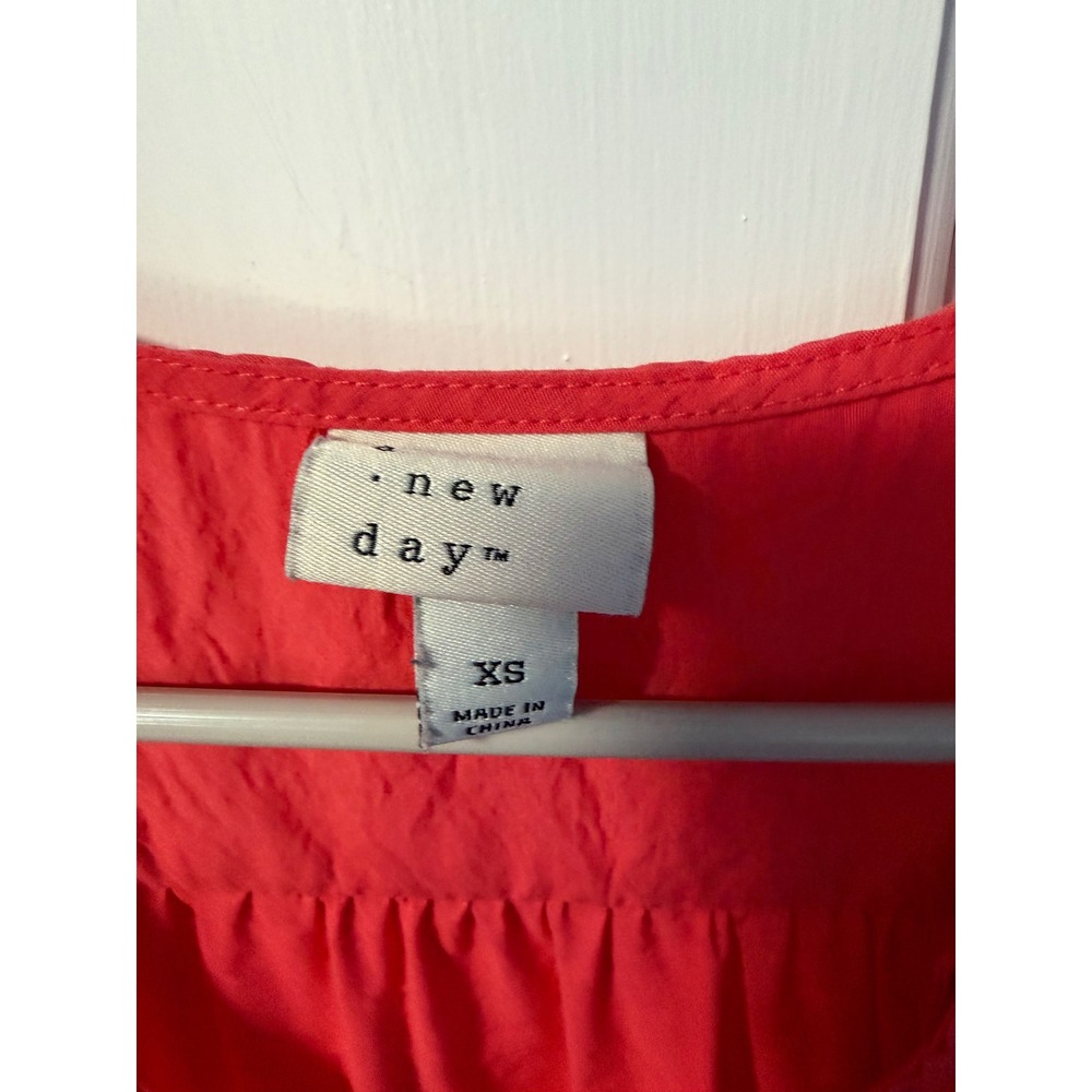 A New Day Peplum Top Womens XS Coral Red V-Neck‎ Sleeveless - Picture 5 of 6